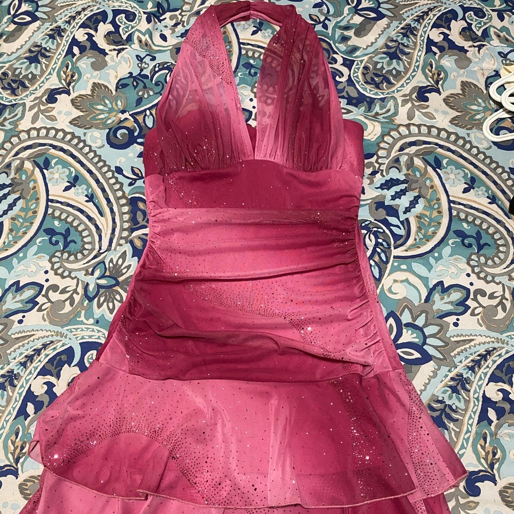 Laura Petites multi-shade pink sparkly dress.